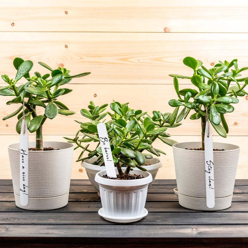 Whaline 200Pcs Thick Plastic Plant Label with Hole, White Waterproof Garden Stake Tags with 2 Marker Pen and A Roll of Twine(6 Inch) - Image 4